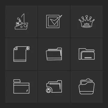 Folder , files , directory , search , code , eps icons set vector Stockillustratie