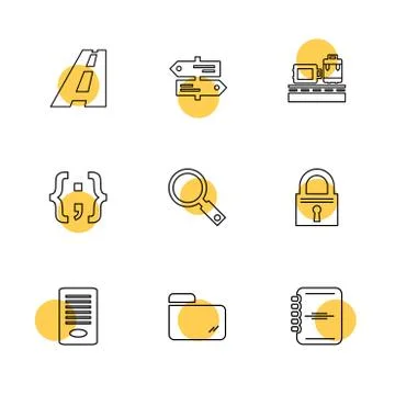 Folder , files , directory , search , code , eps icons set vector 스톡 일러스트