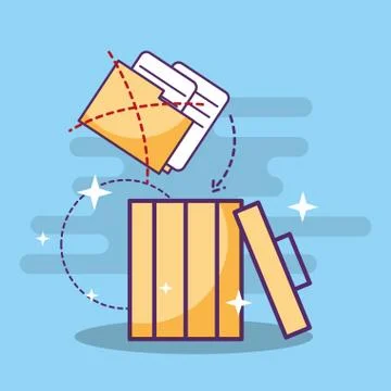 Folder files documents on trash can Stock-Illustration