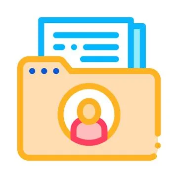 Folder With Files Icon Vector Outline Illustration Stock Illustration