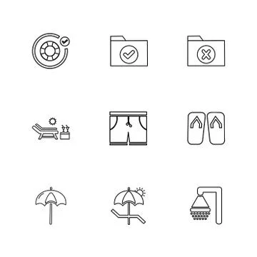 Folder ,files , summer , beach , picnic , drinks , eps icons set vector イラスト素材