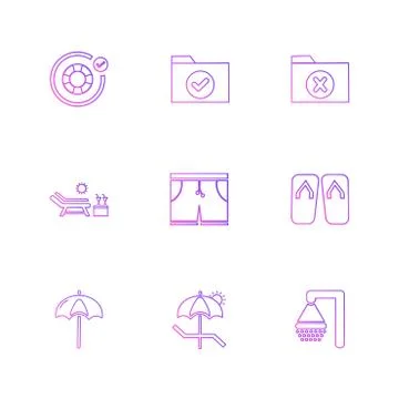 Folder ,files , summer , beach , picnic , drinks , eps icons set vector イラスト素材