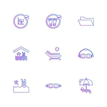 Folder ,files , summer , beach , picnic , drinks , eps icons set vector Illustrazione stock