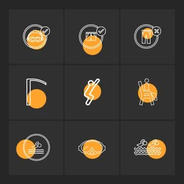 Folder ,files , summer , beach , picnic , drinks , eps icons set vector Stock Illustration