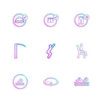 Folder ,files , summer , beach , picnic , drinks , eps icons set vector Stock Illustration