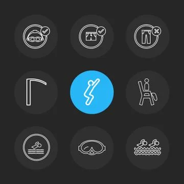 Folder ,files , summer , beach , picnic , drinks , eps icons set vector Stock Illustration