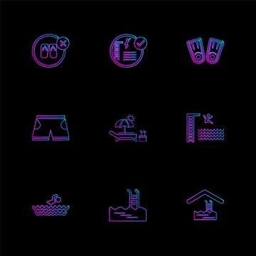 Folder ,files , summer , beach , picnic , drinks , eps icons set vector Stock Illustration