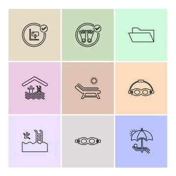 Folder ,files , summer , beach , picnic , drinks , eps icons set vector 스톡 일러스트