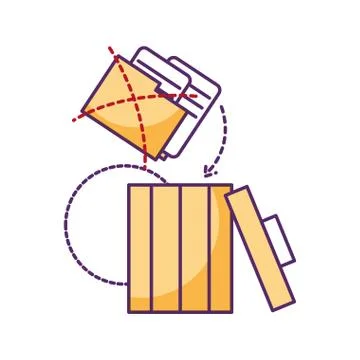 Folder files throw on trash can Stock Illustration
