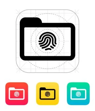 Folder with fingerprint icon Stock Illustration