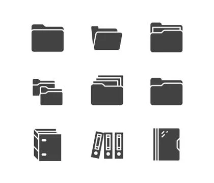 Folder flat glyph vector icons. Document file vector illustrations - business Illustrazione stock