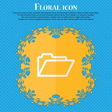 Folder. Floral flat design on a blue abstract background with place for your  Stock Illustration