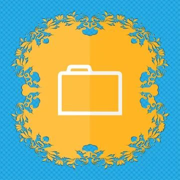 Folder . Floral flat design on a blue abstract background with place for your te Stock Illustration