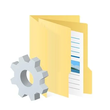 Folder in folder computer file with gear icon Settings icon or instruction Stock Illustration