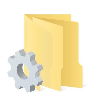 Folder in folder computer file with gear icon Settings icon or instruction Stock Illustration