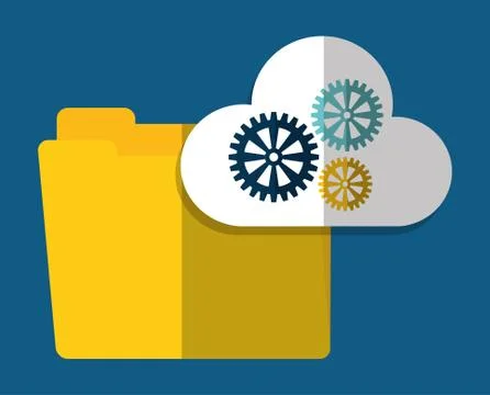 Folder gear cloud computing icon. Vector graphic Illustrazione stock