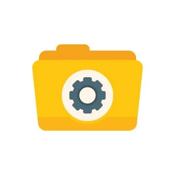 Folder gear icon flat vector. Web ui Stock Illustration