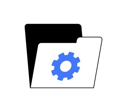 Folder with gear icon, representing file management and software settings c.. 스톡 일러스트