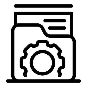 Folder with gear icon representing project configuration and file management Stock Illustration