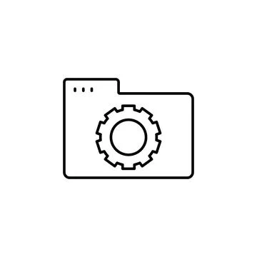 Folder gear icon. Simple line, outline vector of icons for ui and ux, website or Stock Illustration