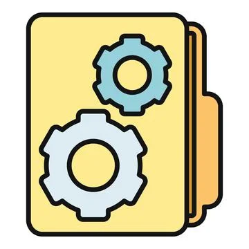 Folder with gears representing document management settings 库存插图