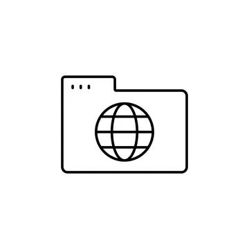 Folder globe icon. Simple line, outline vector of icons for ui and ux, website Stock Illustration