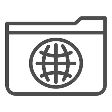 Folder with globe line icon. Public folder vector illustration isolated on white イラスト素材