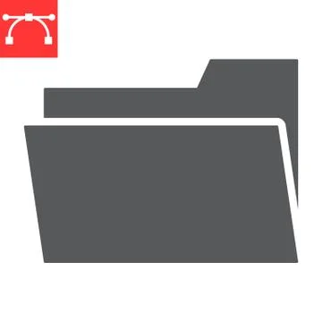 Folder glyph icon, ui and button, document sign vector graphics, editable stroke イラスト素材