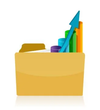 Folder with graph inside illustration Stock Illustration