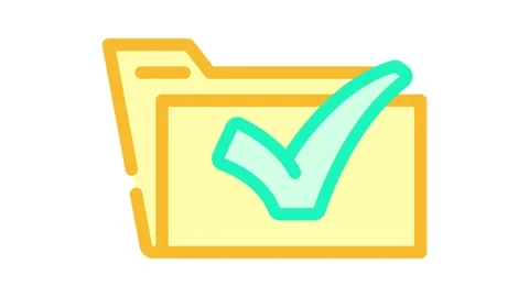 Folder green check mark color icon animation Stock Footage 327266491