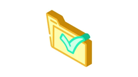 Folder green check mark isometric icon animation Stock Footage 327289437