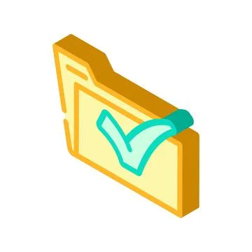 Folder green check mark isometric icon vector illustration Stock Illustration