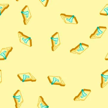 Folder green check mark isometric icon seamless pattern イラスト素材
