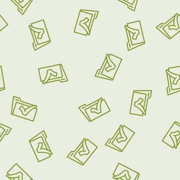 Folder green check mark line vector seamless pattern Stock Illustration