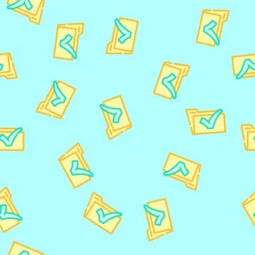 Folder green check mark vector seamless pattern Stock Illustration
