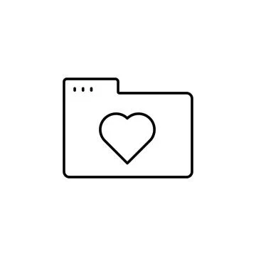 Folder heart icon. Simple line, outline vector of icons for ui and ux, website Illustrazione stock