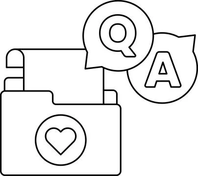 A folder with a heart on it and a question mark and an A on it 스톡 일러스트