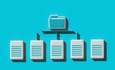 Folder hierarchy, document archiving concept. Efficient documentation struc.. Foto stock