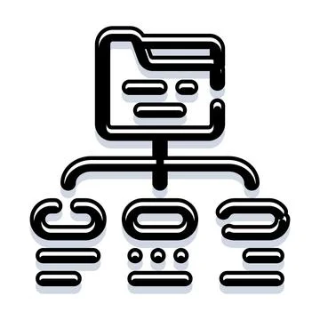 Folder hierarchy organizing digital data structure system Illustrazione stock