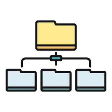 Folder hierarchy organizing digital information and files concept Illustrazione stock