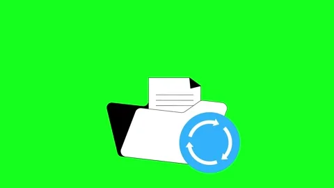 Folder holds documents with circular refresh icon Stock Footage 347666452