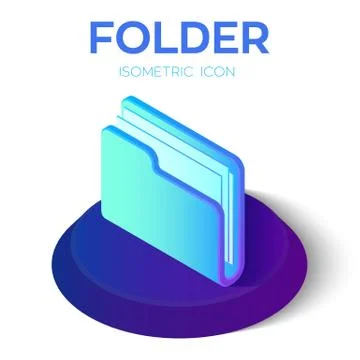 Folder Icon. 3D Isometric Folder sign. Created For Mobile, Web, Decor, Print  库存插图