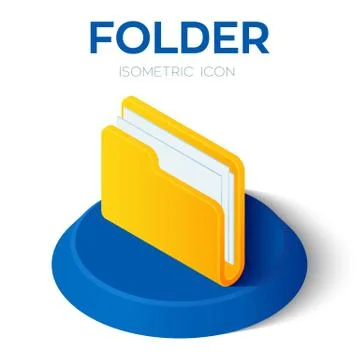 Folder Icon. 3D Isometric Folder sign. Created For Mobile, Web, Decor, Print 库存插图