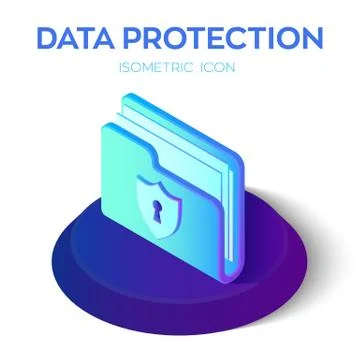 Folder Icon. 3D Isometric Locked Folder sign. Data Protection Concept. Secure 스톡 일러스트