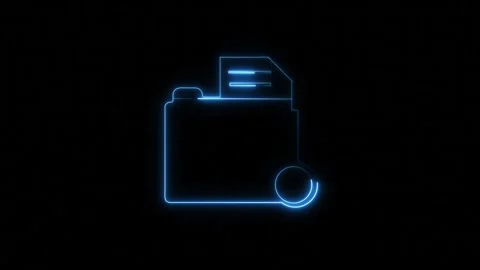 Folder icon animation with neon blue outline. Folder icon digital document .. Stock Footage 337132814