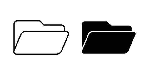 Folder icon in black and white. vector icon pack for websites Stock Illustration