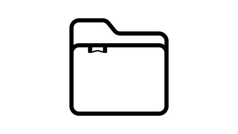 A folder icon with a black line, representing a digital storage solution fo.. Stock Footage 334834377