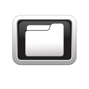 Folder icon on black silver button Stock Illustration