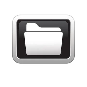 Folder icon on black silver button Stock Illustration