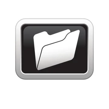 Folder icon on black silver button Stock Illustration